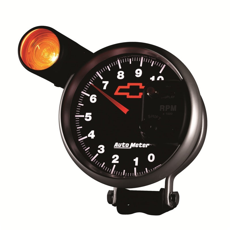 Autometer GM Bowtie Black 5in 10000 RPM Pedestal Electronic Tachometer w/ Ext Shift Light-thumbmail-2