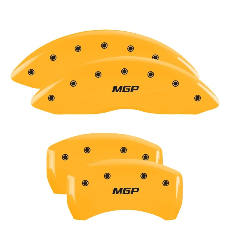 MGP 4 Caliper Covers Engraved Front & Rear MGP Yellow Finish Black Char 2007 Dodge Charger