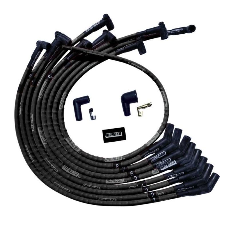Moroso SB Ford Sleeved 135 Plug HEI Ultra Spark Plug Wire Set - Black-thumbmail-1