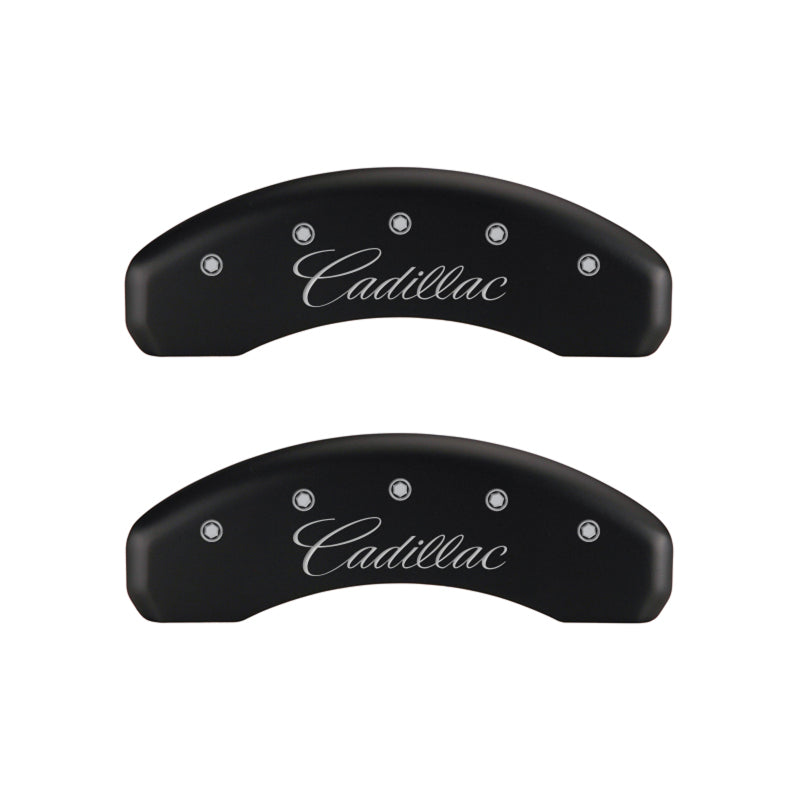 MGP 4 Caliper Covers Engraved Front & Rear Cursive/Cadillac Red finish silver ch-thumbmail-4