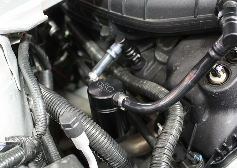 J&L 11-17 Ford Mustang V6 Passenger Side Oil Separator 3.0 - Black Anodized-thumbmail-1