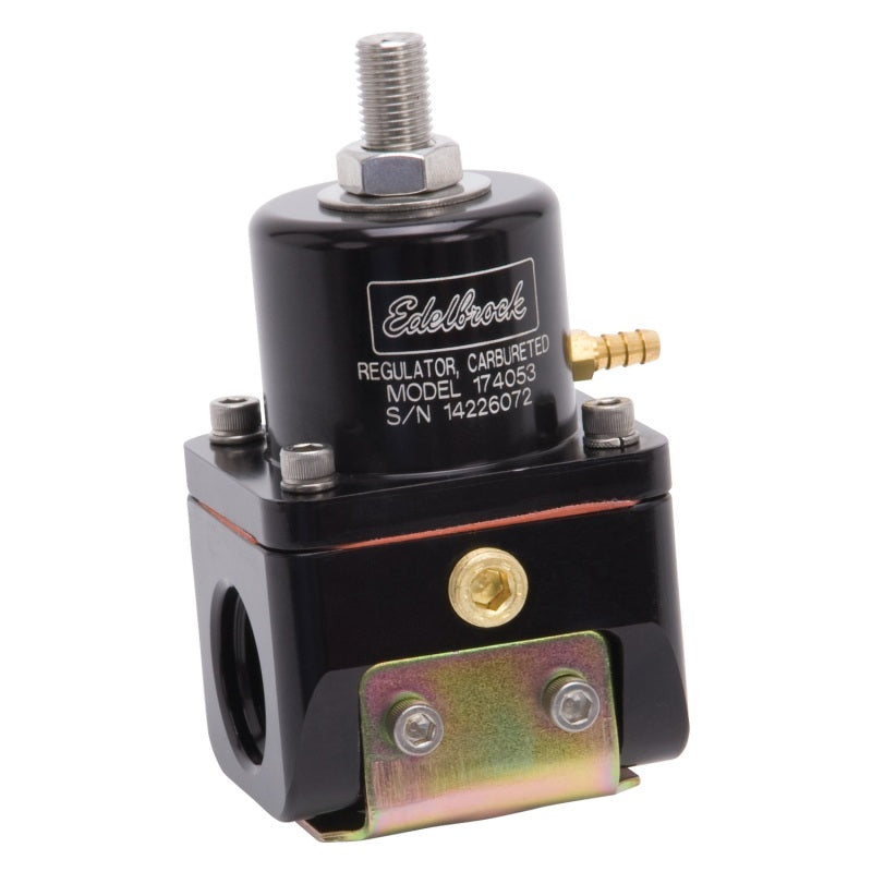 Edelbrock Fuel Pressure Regulator Carbureted 180 GPH 5-10 PSI -10 In/Out -6 Return Black-thumbmail-12