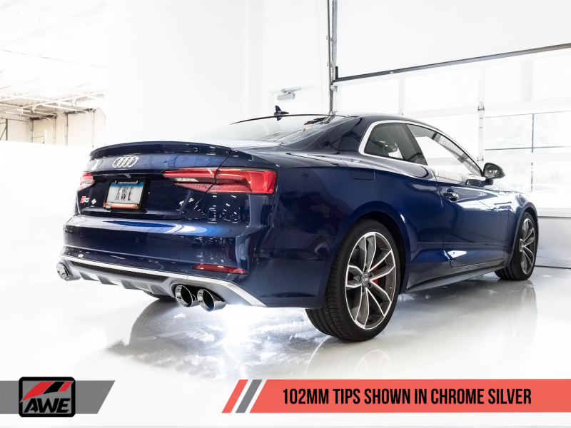AWE Tuning Audi B9 S5 Coupe 3.0T Track Edition Exhaust - Chrome Silver Tips (102mm)-thumbmail-4