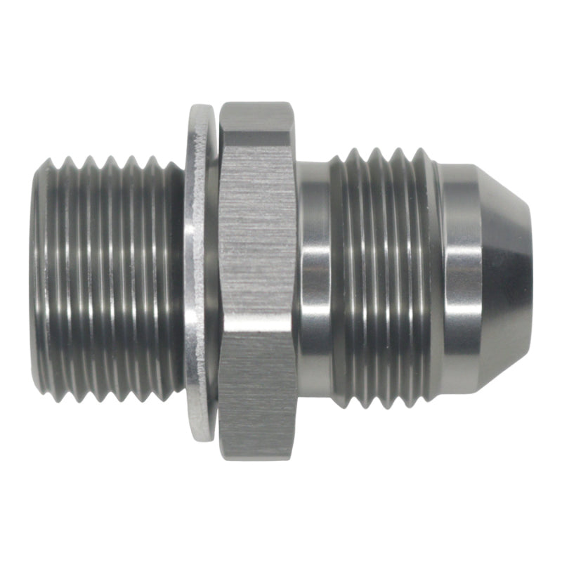 DeatschWerks 8AN Male Flare to M18 X 1.5 Male Metric Adapter (Incl Washer) - Anodized Matte Black-thumbmail-1