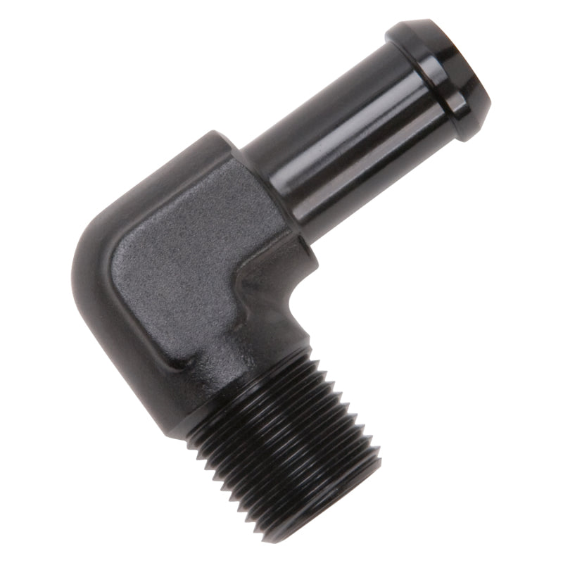 Edelbrock Hose End 90-Degree 3/8In NPT to 1/2In Barb Black Anodize-thumbmail-6