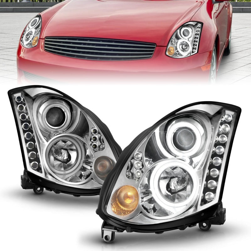 ANZO 2003-2007 Infiniti G35 Projector Headlights w/ Halo Chrome (CCFL) (HID Compatible)-thumbmail-2