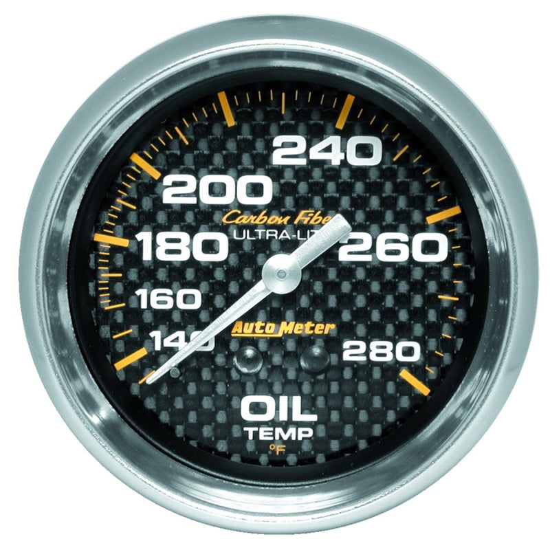 Autometer Carbon Fiber 2-5/8in 140-280 Deg F Mechanical Oil Temp Gauge-thumbmail-1