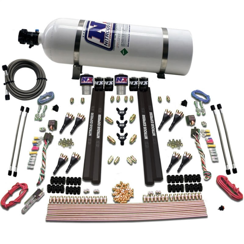 Nitrous Express SX2 Dual Stage /Gas/Rails 8 Nozzles Nitrous Kit (200-1200HP) w/15lb Bottle-thumbmail-2