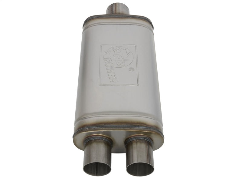 aFe MACHForce XP SS Muffler 3in Center Inlet / 2.5in Dual Outlets 18in L x 9in W x4in H Body-thumbmail-3