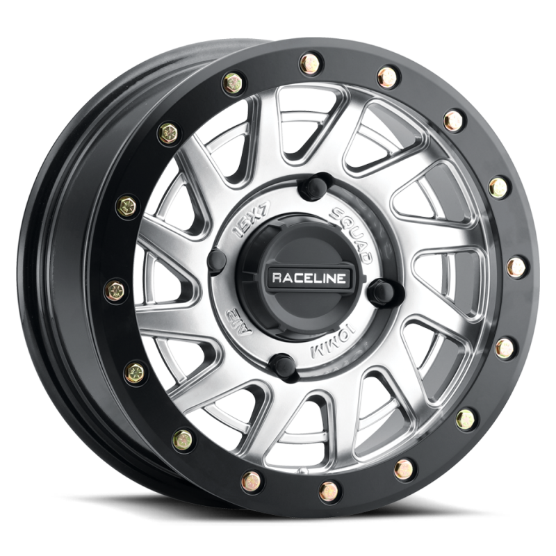 Raceline A12SB Squad 15x7in/4x156 BP/10mm Offset/132.5mm Bore - Silver & Black Ring Beadlock Wheel-thumbmail-1