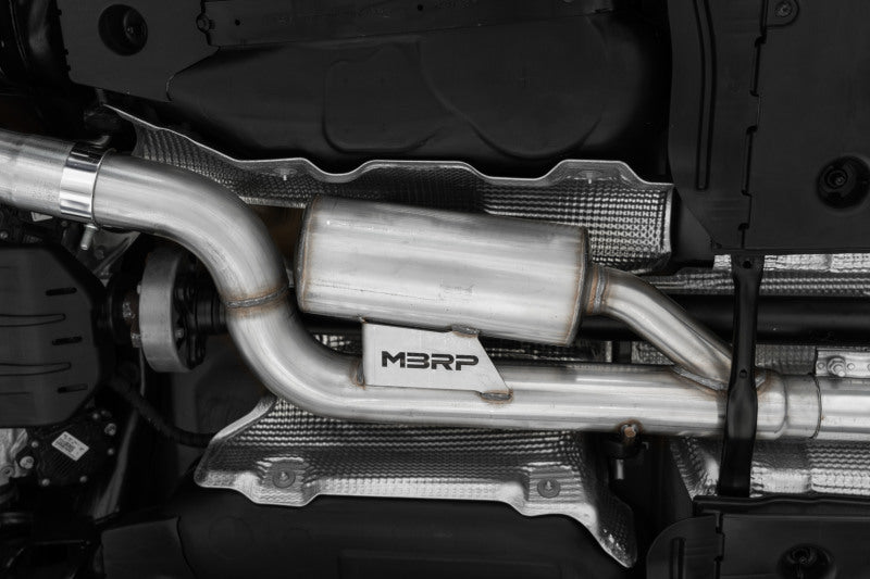 MBRP 2022 Volkswagon Golf R MK8 T304 Stainless Steel 3in Cat-Back, Quad Rear Exit- Carbon Fiber Tips-thumbmail-2
