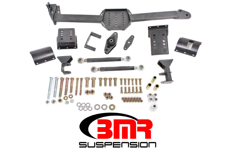 BMR 05-14 S197 Mustang Body Mount Watts Link Rod End/Poly w/ Adj. Axle Clamps - Black Hammertone-thumbmail-1
