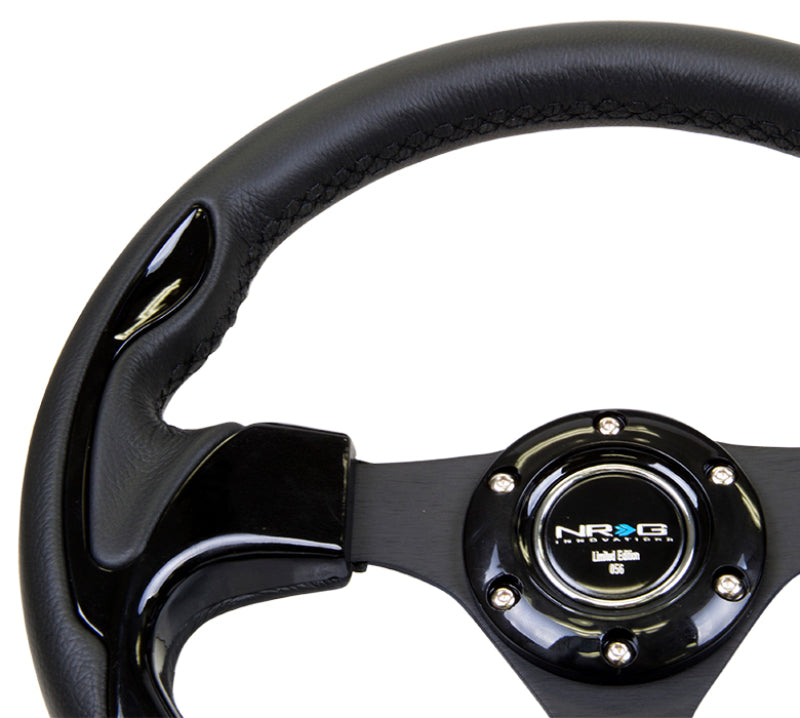 NRG Reinforced Steering Wheel (320mm) Blk w/Gloss Black Trim-thumbmail-3