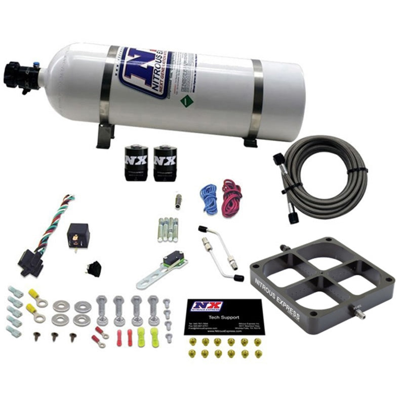 Nitrous Express Single Entry Crossbar 8500 Based Throttle Body Nitrous Kit w/15lb Bottle-thumbmail-1