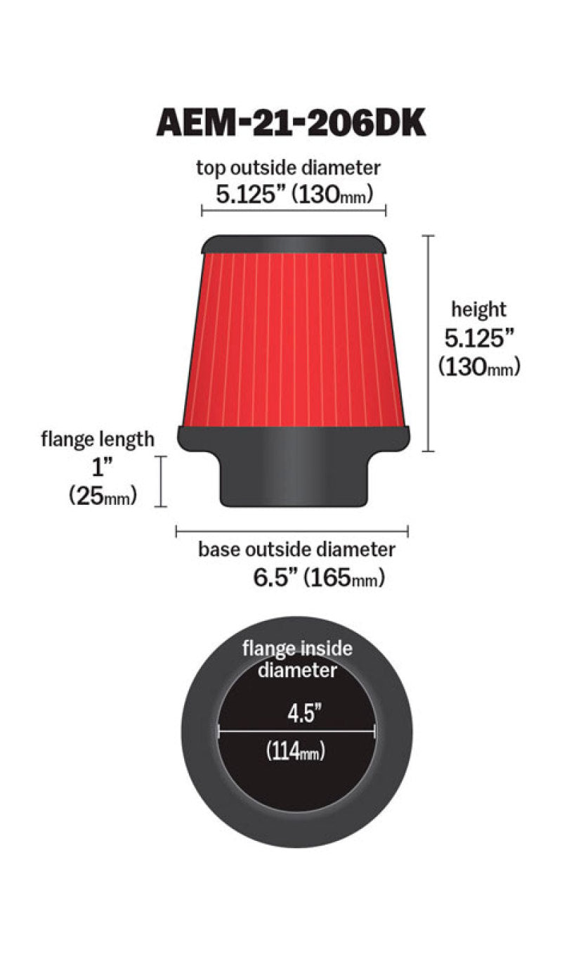 AEM 4.50 inch Short Neck 5 inch Element Filter Replacement-thumbmail-5