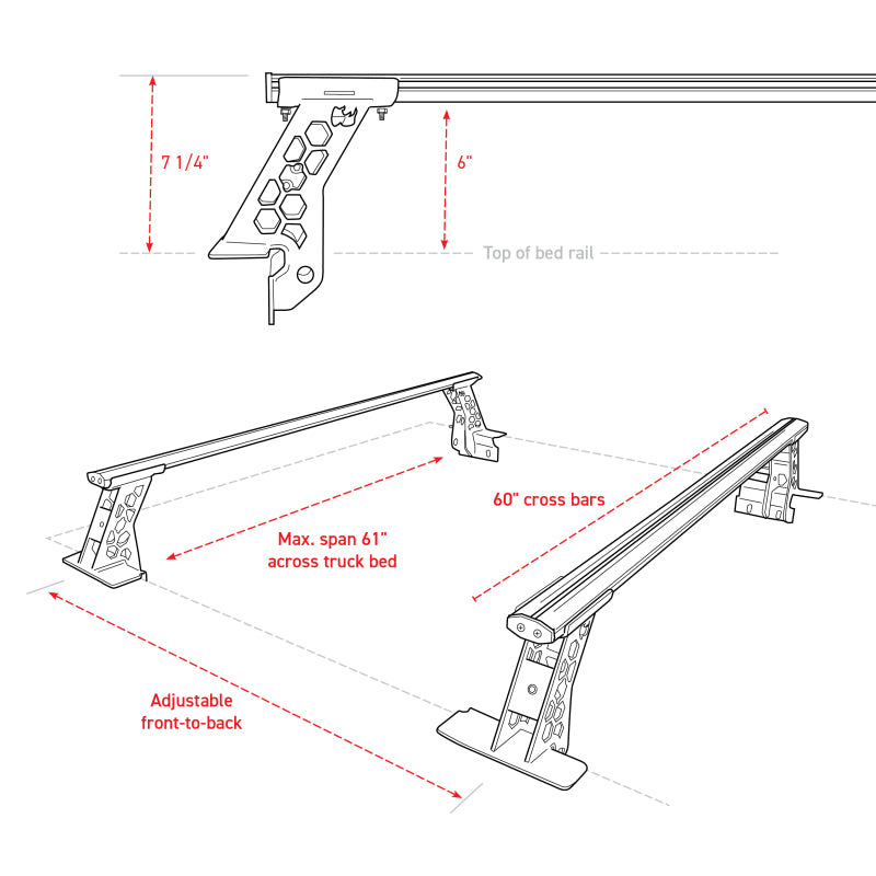 Go Rhino 20-22 Jeep Gladiator JT/16-22 Toy. Tacoma/05-21 Nssn Frontier XRS Cross Bars Kit - Tex. Blk-thumbmail-25