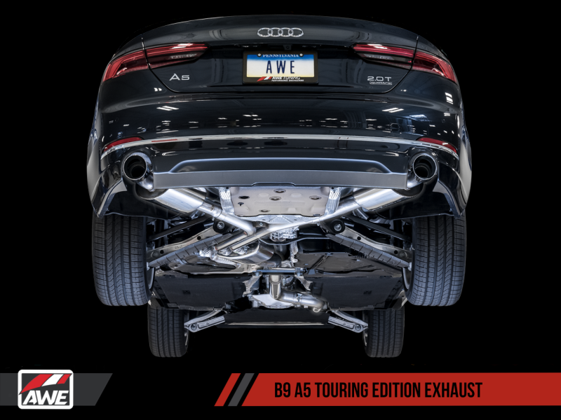 AWE Tuning Audi B9 A5 Touring Edition Exhaust Dual Outlet - Chrome Silver Tips (Includes DP)-thumbmail-3