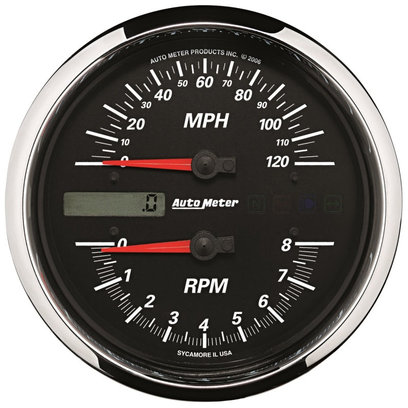 Autometer Pro-Cycle Gauge Tach/Speedo 4 1/2in 8K Rpm/120 Mph Black-thumbmail-1