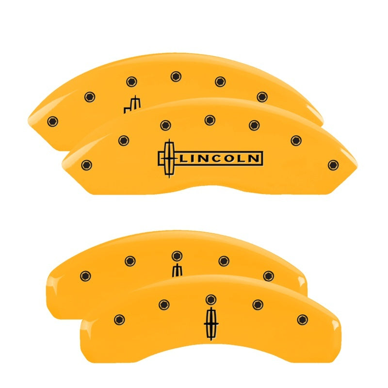 MGP 4 Caliper Covers Engraved Front Cursive/Cadillac Engraved Rear CTS Yellow finish black ch-thumbmail-2