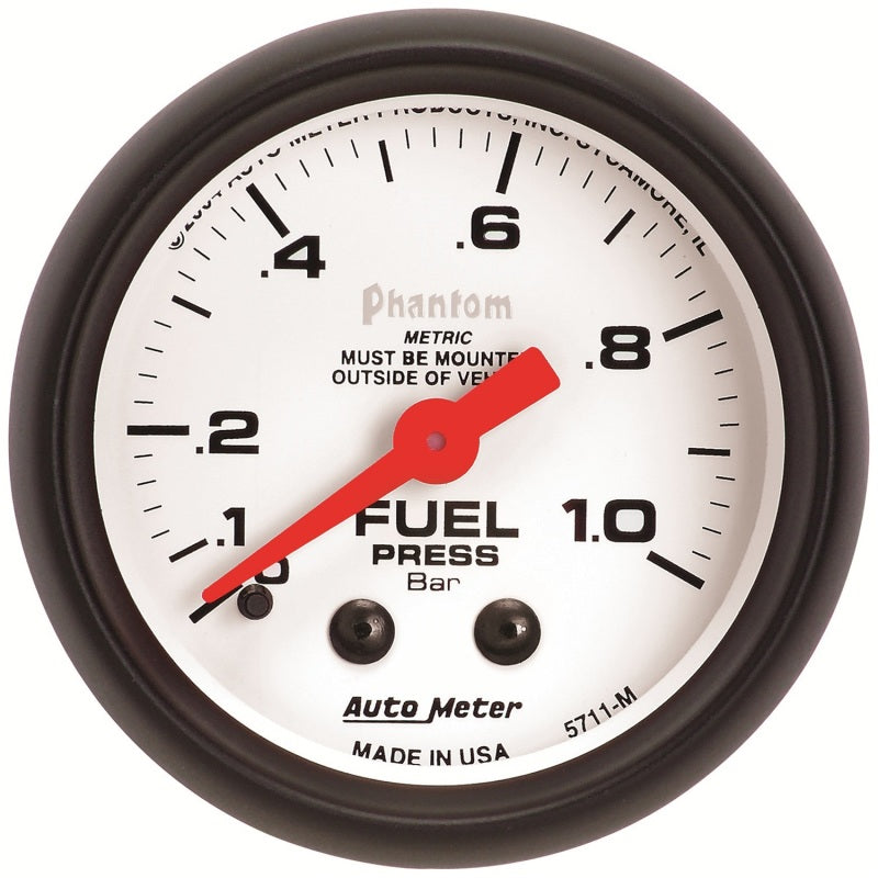 Autometer Phantom 2-1/16in 0-1.0 Bar Mechanical Fuel Pressure Gauge-thumbmail-2
