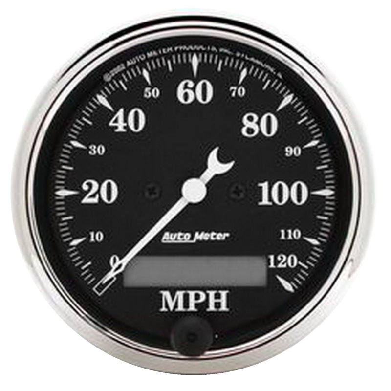 AutoMeter Gauge Speedo. 3-1/8in. 120MPH Elec. Prog. W/ Lcd Odo Old Tyme Blk-thumbmail-1