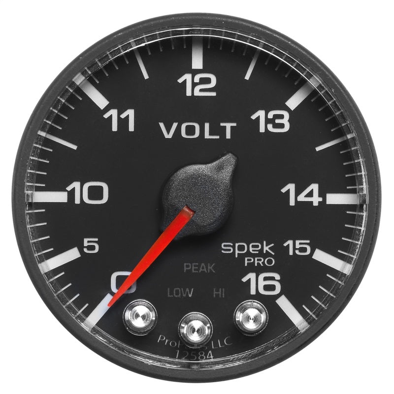 AutoMeter Gauge Voltmeter 2-1/16in. 16V Stepper Motor W/Peak & Warn Blk/Blk Spek-Pro-thumbmail-3