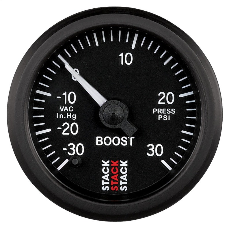Autometer Stack 52mm -30INHG to +30 PSI (Incl T-Fitting) Pro Stepper Motor Boost Press Gauge - Black-thumbmail-1