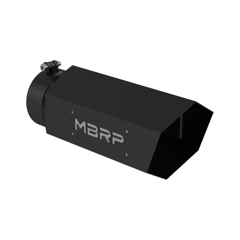 MBRP Universal Hex Tip 5in Inlet 16in Length w/ Logo - Black Coated-thumbmail-2