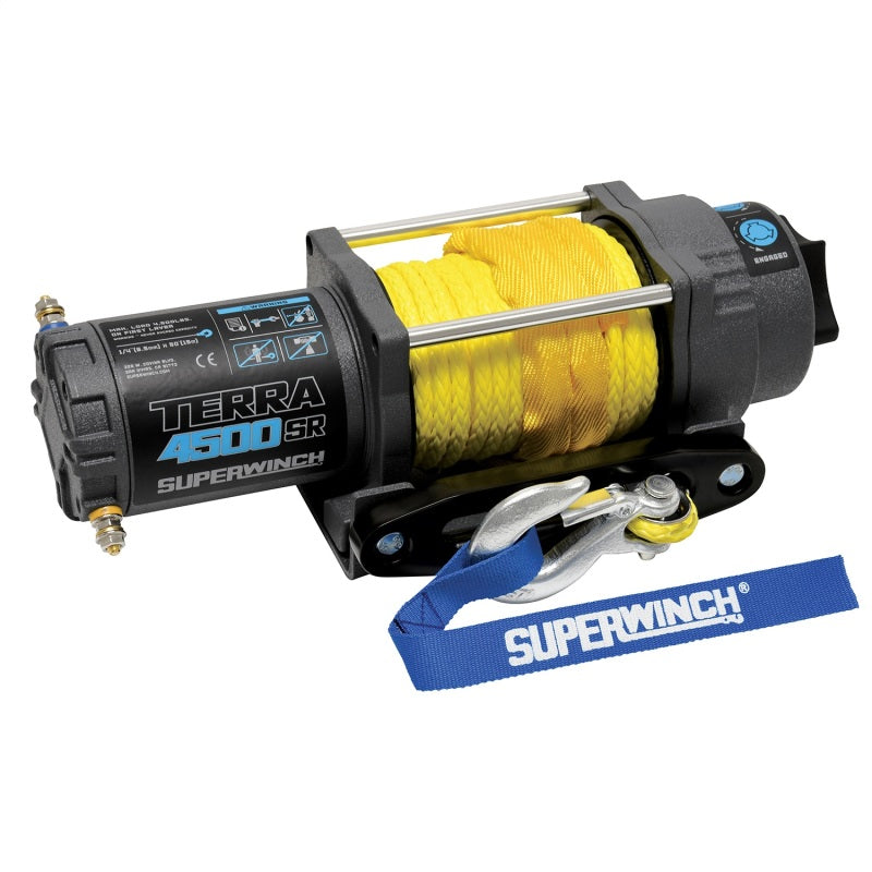 Superwinch 4500 LBS 12V DC 1/4in x 50ft Synthetic Rope Terra 4500SR Winch - Gray Wrinkle-thumbmail-5
