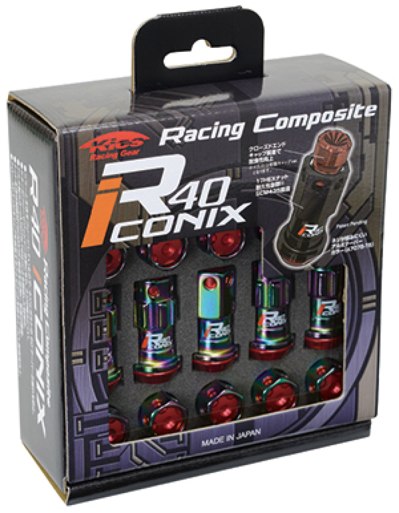 Project Kics 16+4 Neo Chrome Lock & Lug Nuts R40 Iconix w/ Aluminum Cap (Black) - 12X1.50-thumbmail-1