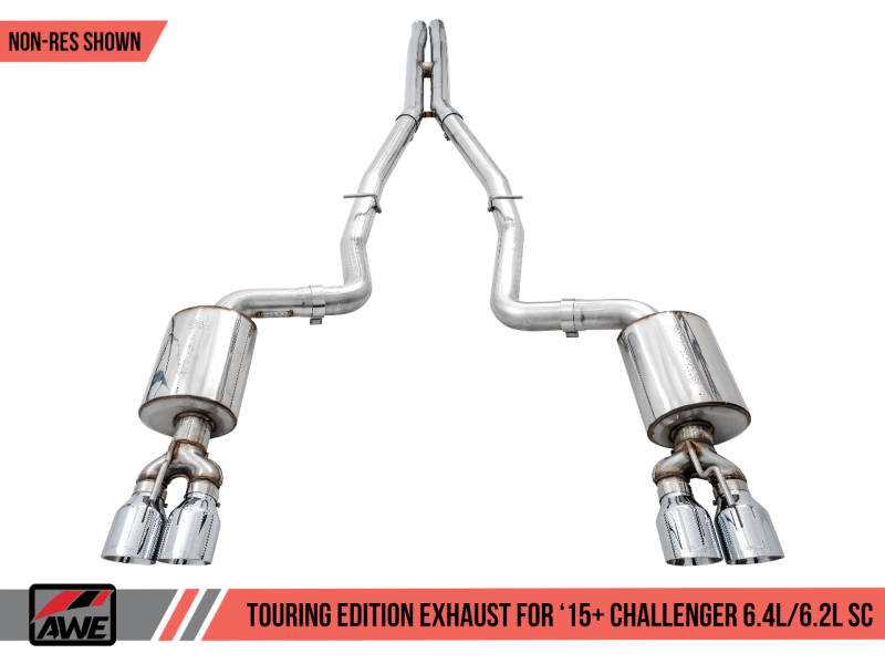 AWE Tuning 2015+ Dodge Challenger 6.4L/6.2L Non-Resonated Touring Edition Exhaust - Quad Silver Tips-thumbmail-7