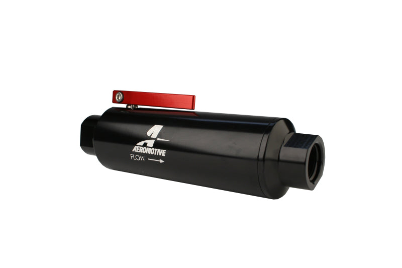 Aeromotive In-Line AN-10 Filter w/Shutoff Valve 100 Micron SS Element - Black Anodize Finish-thumbmail-5