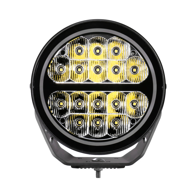 Go Rhino Xplor Blackout Series Round LED Spot Light Beam w/DRL (Surface/Thread Stud Mnt) 7in. - Blk-thumbmail-2