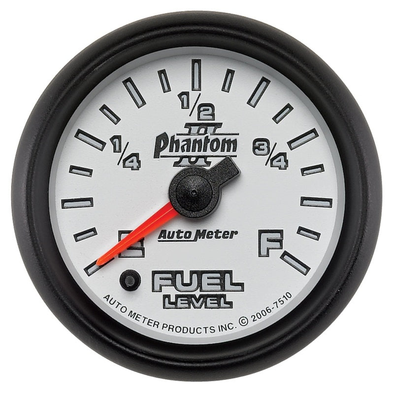 Autometer Phantom II 52mm Full Sweep Electronic 0-280 ohm Fuel Level Programmable E-F Range Gauge-thumbmail-1