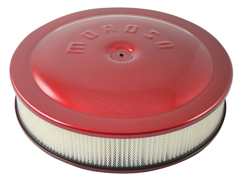 Moroso Racing Air Cleaner - 14in x 3in Filter - Aluminum - Red Powder Coat-thumbmail-1