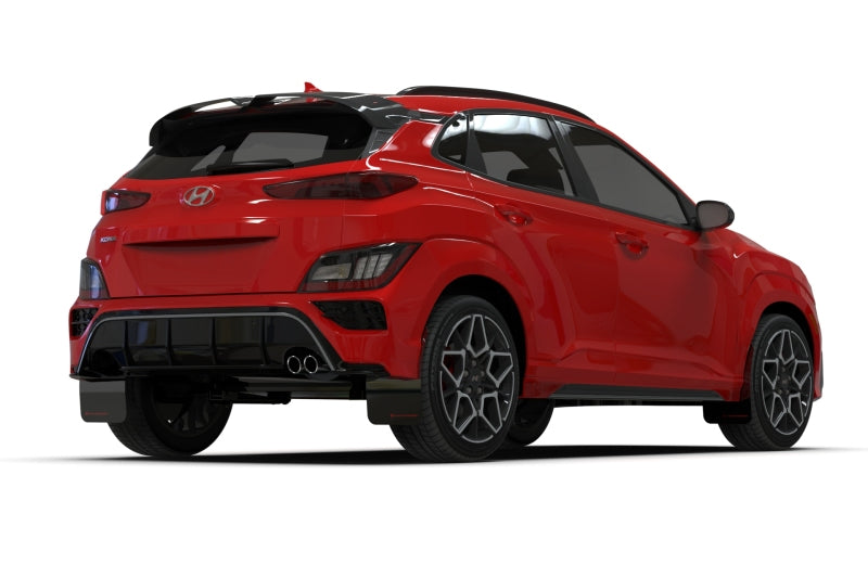Rally Armor 2022 Hyundai Kona N Line Black UR Mud Flap w/ Red Logo-thumbmail-4