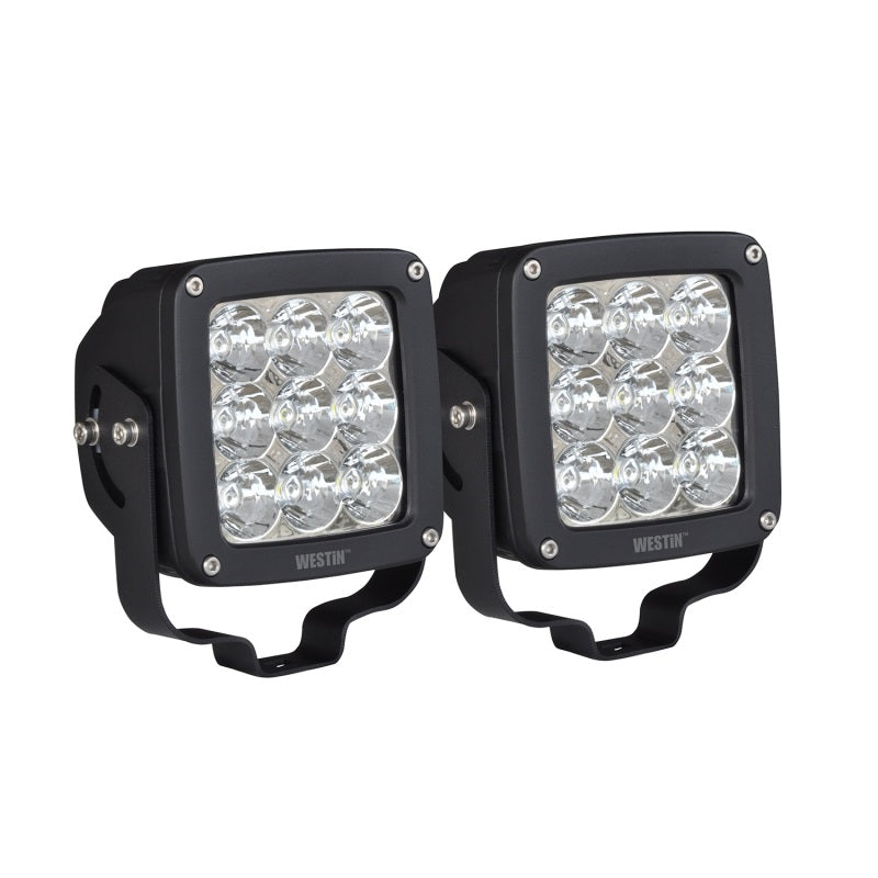 Westin Axis LED Auxiliary Light 4.5 inch x 4.5 inch Square Flood w/3W Osram (Set of 2) - Black-thumbmail-2