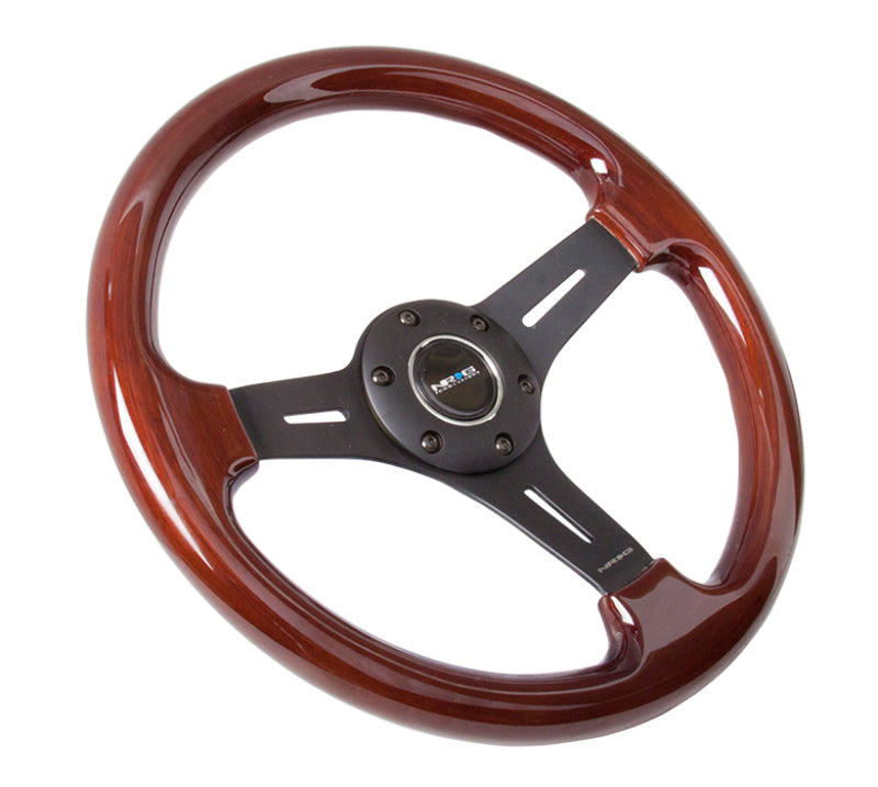 NRG Classic Wood Grain Steering Wheel (330mm) Wood Grain w/Matte Black 3-Spoke Center-thumbmail-2