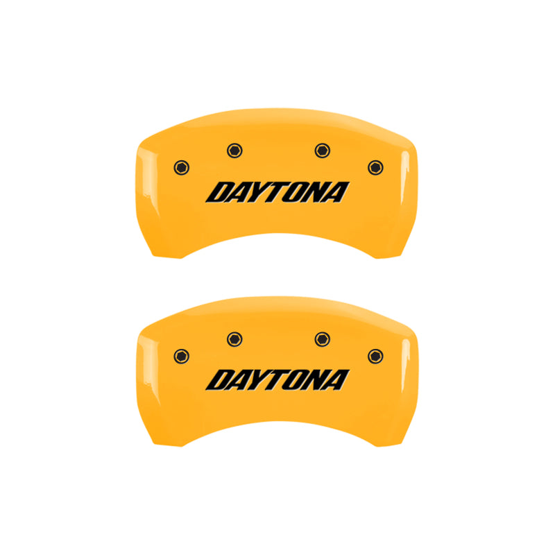 MGP 4 Caliper Covers Engraved Front & Rear Daytona Yellow Finish Black Char 2006 Dodge Charger-thumbmail-4