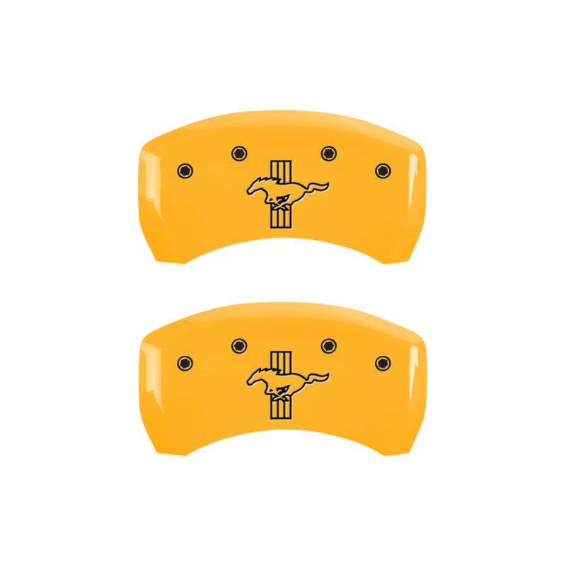 MGP 4 Caliper Covers Engraved Front Mustang Rear Bar & Pony Yellow Finish Blk Char 2006 Ford Mustang-thumbmail-4