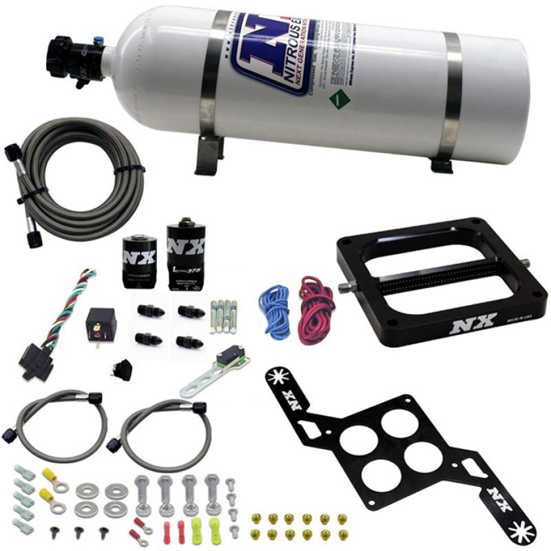 Nitrous Express 4500 RNC Conventional Nitrous Plate Kit w/.375in Solenoid w/15lb Bottle-thumbmail-1