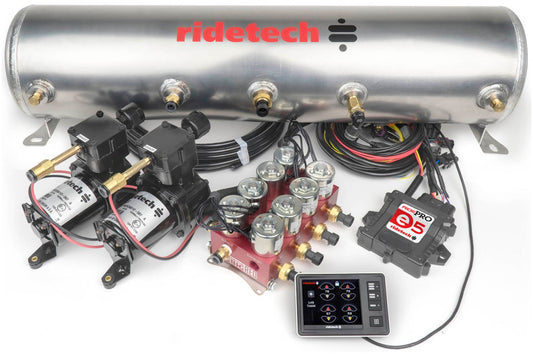 Ridetech RidePro E5 Air Ride Control System 5 Gal Dual Compressor High Flow Big Red 3/8in Valves