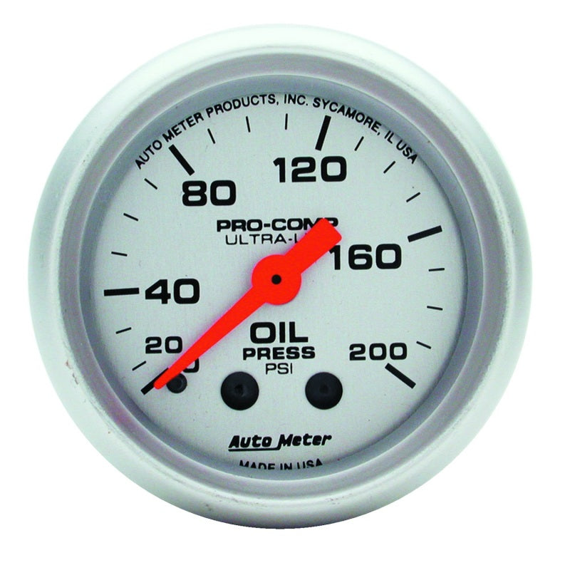 Autometer Ultra-Lite 52mm 0-200 PSI Mechanical Oil Pressure Gauge-thumbmail-1