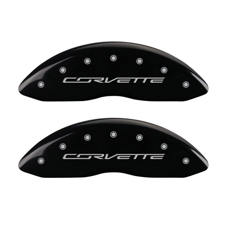 MGP 4 Caliper Covers Engraved Front & Rear C7/Corvette Black finish silver ch-thumbmail-2