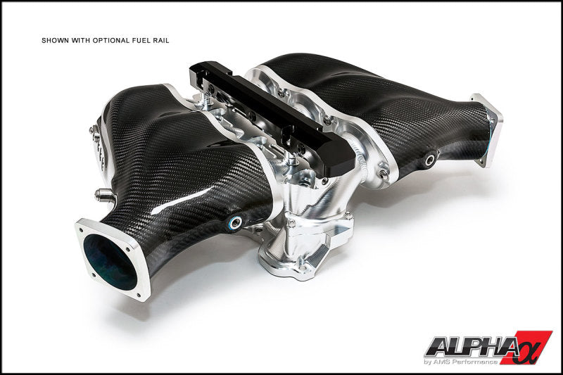 AMS Performance 2009+ Nissan GT-R Alpha Carbon Fiber/Billet Intake Manifold w/Std Fuel Rail - Clear-thumbmail-2