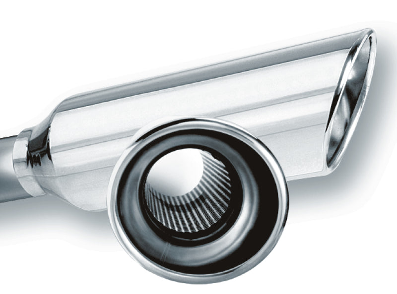 Borla 2.25in Inlet 4in Round Rolled Angle Cut Resonated x 13in Long Exhaust Tip-thumbmail-1