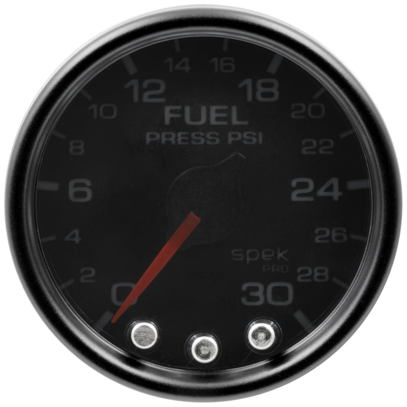 Autometer Spek-Pro Gauge Fuel Press 2 1/16in 30psi Stepper Motor W/Peak & Warn Blk/Smoke/Blk-thumbmail-2