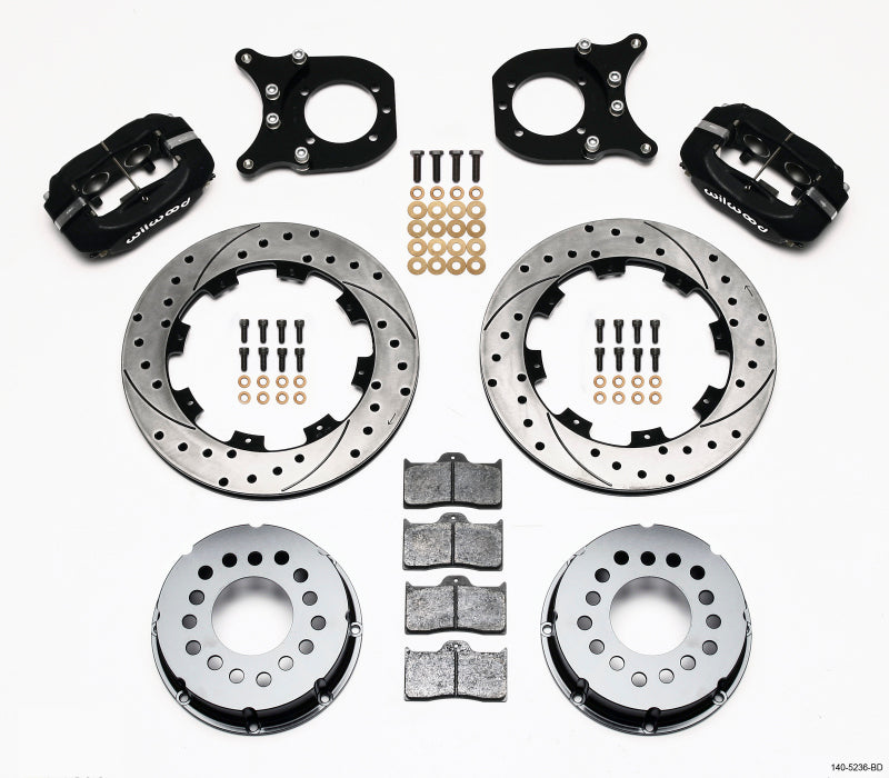 Wilwood Forged Dynalite P/S Rear Kit Drilled Rotor Chev 12 Bolt w/Clip Eliminator-thumbmail-1