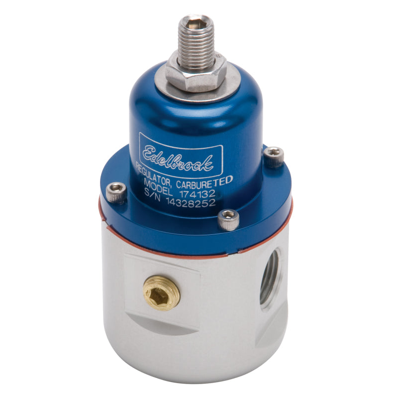Edelbrock Fuel Pressure Regulator Carbureted 160 GPH 5-10 PSI 3/8In In/Out 3/8In Return Blue/Clear-thumbmail-14
