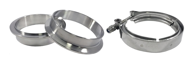Torque Solution Stainless Steel V-Band Clamp & Flange Kit - 3.75in (95mm)-thumbmail-1